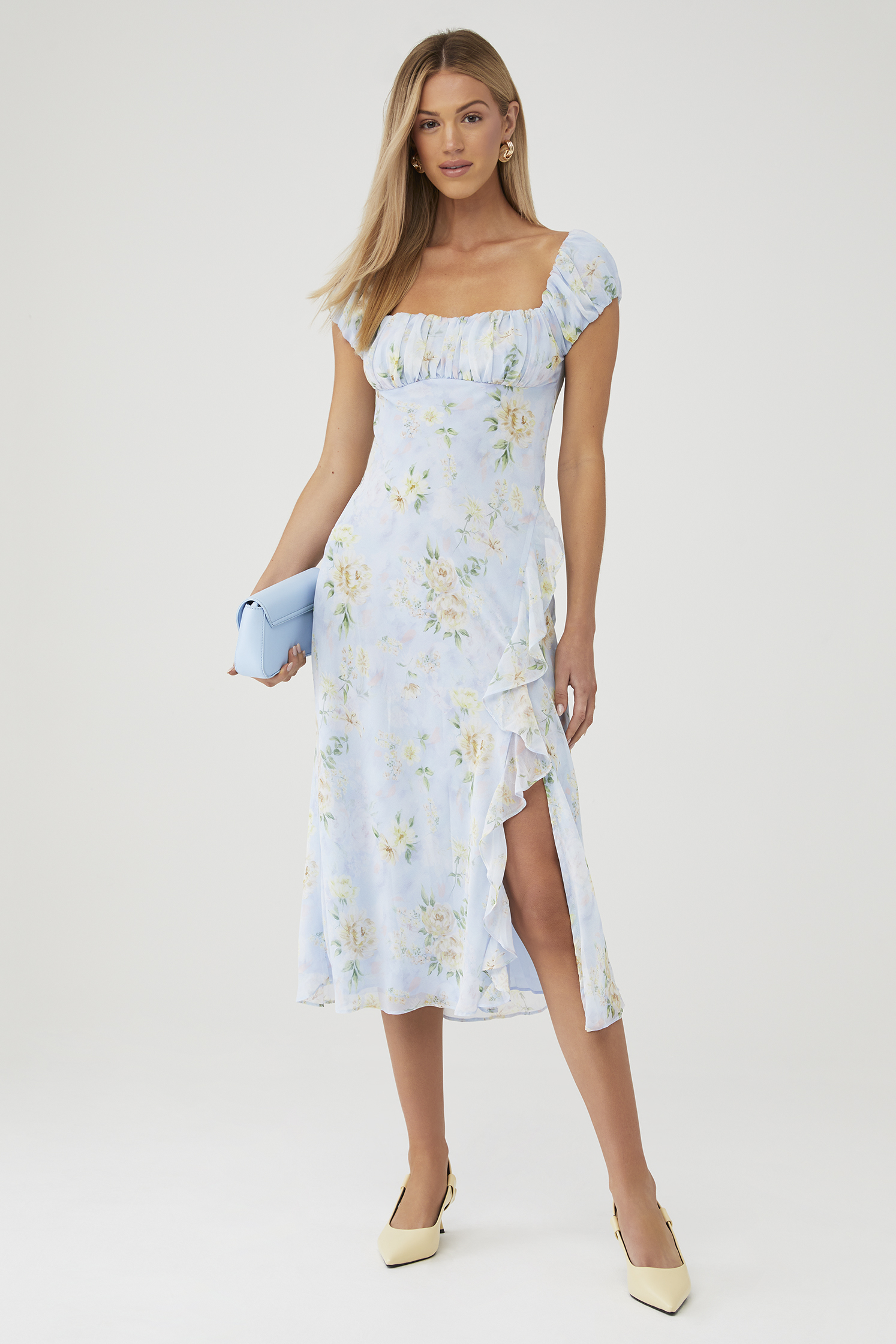 astr blue multi floral dress ACDR103344P