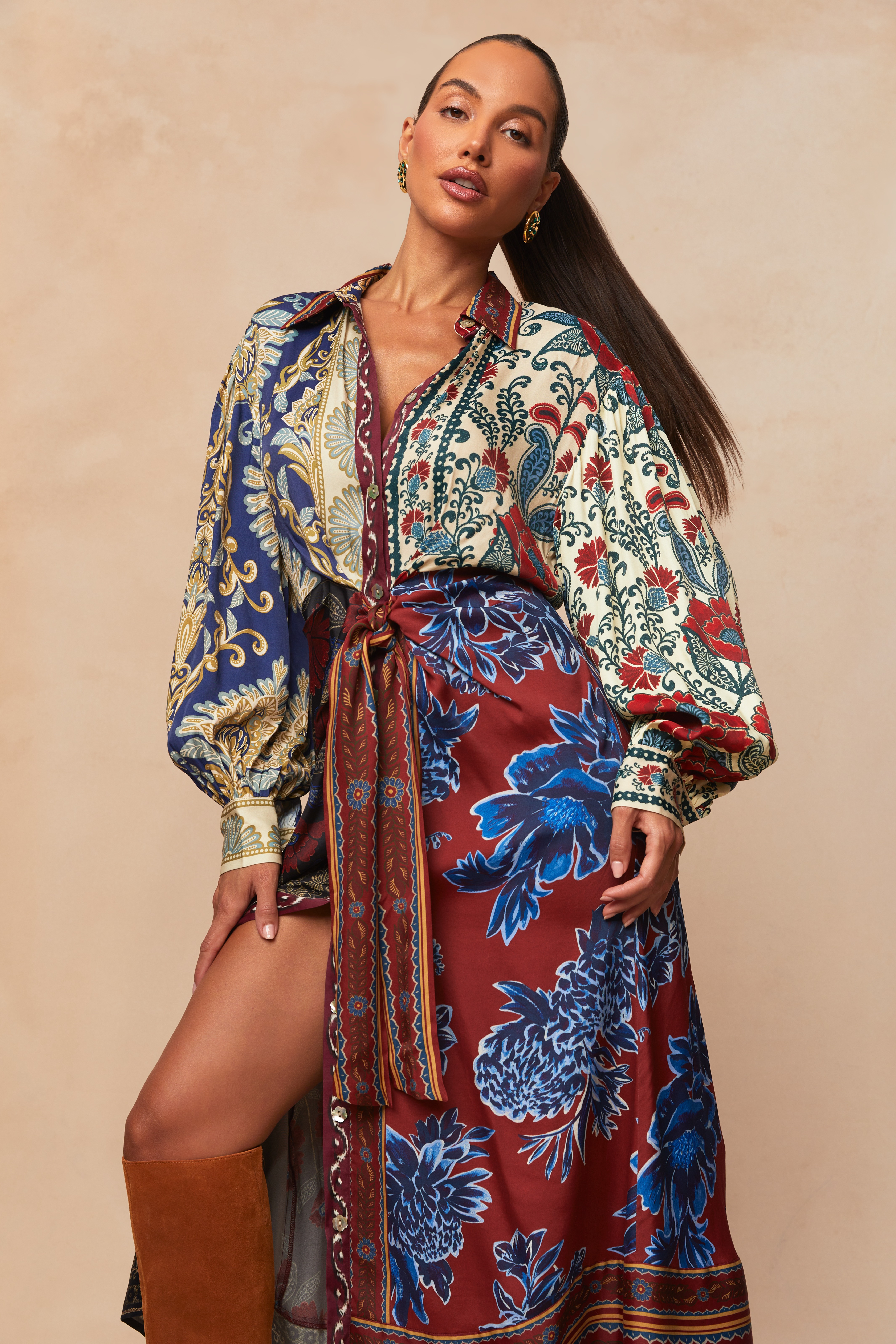 farm rio winter dresses FARM Rio Winter Garden Pleated Dress