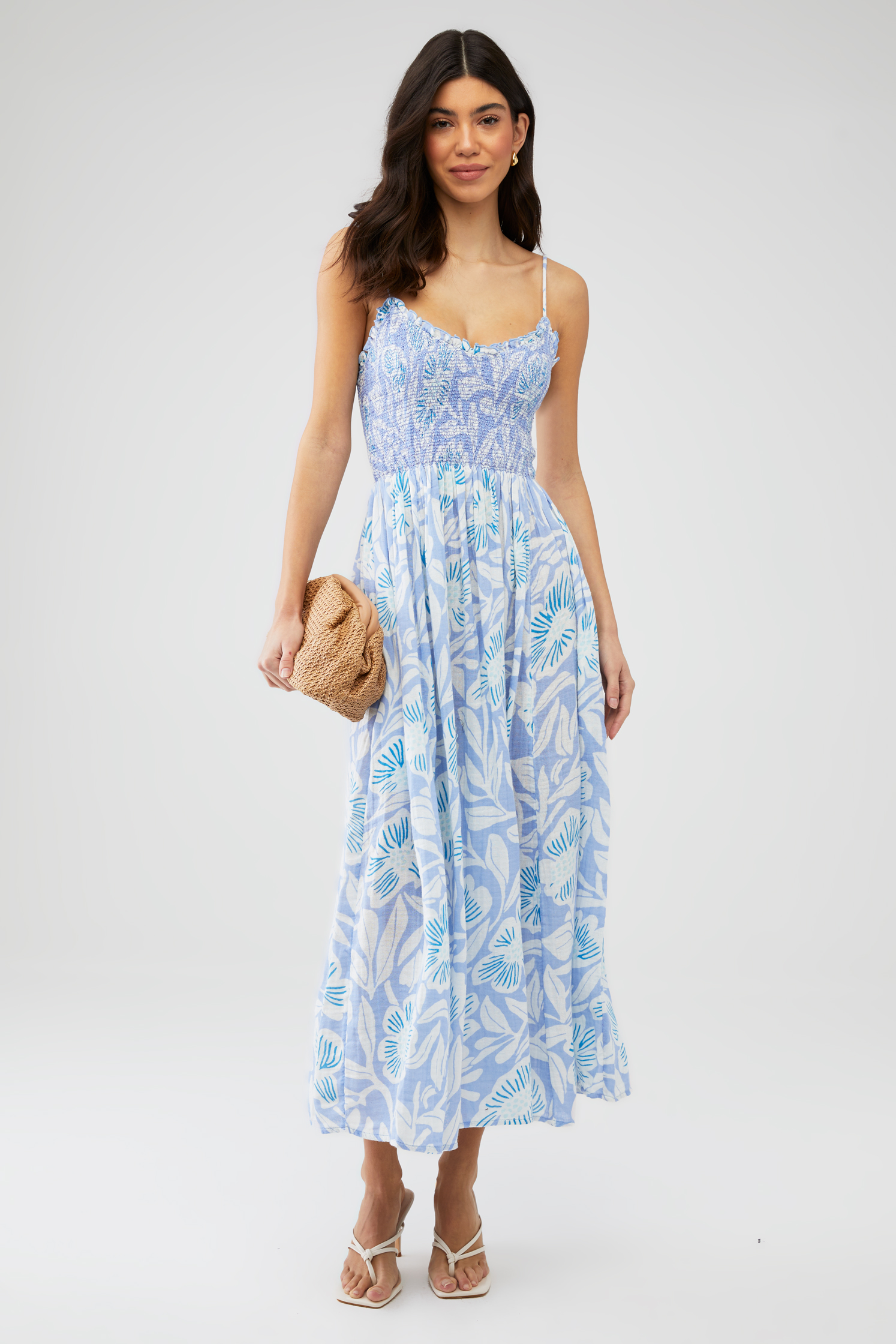 free people women's sweet nothings cotton smocked maxi dress Free People