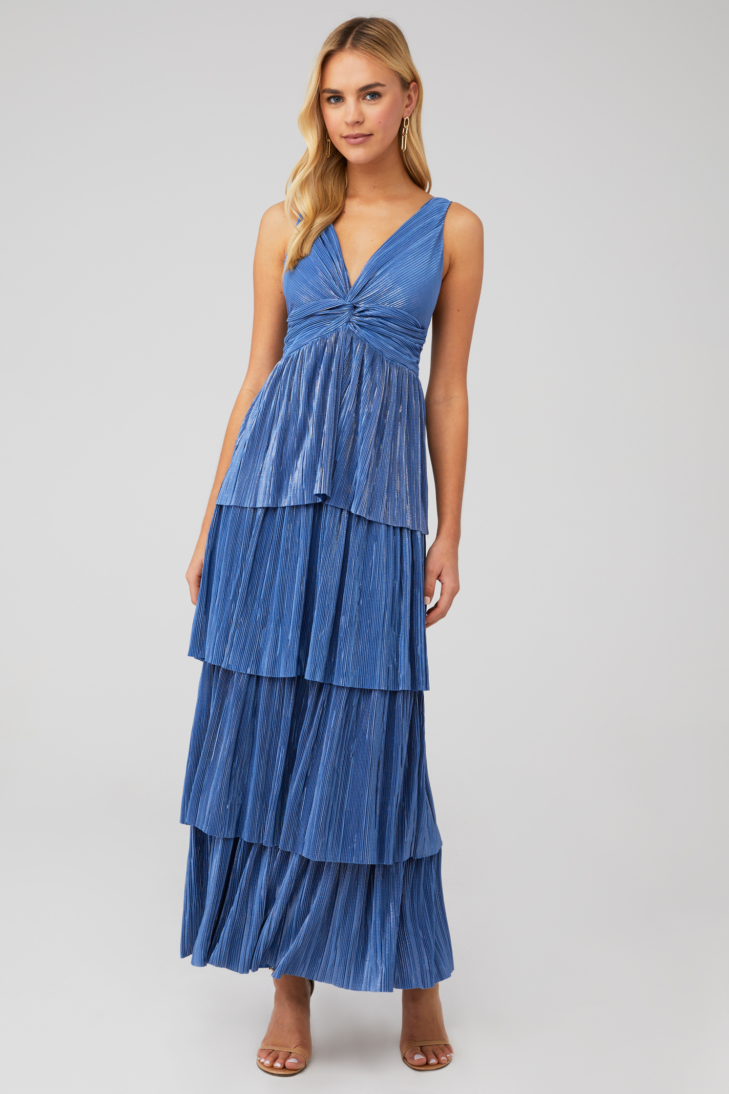 blue sabina musayev dress Size:28 Long elongating skirt sample sale Alicia Satin Halter Mini