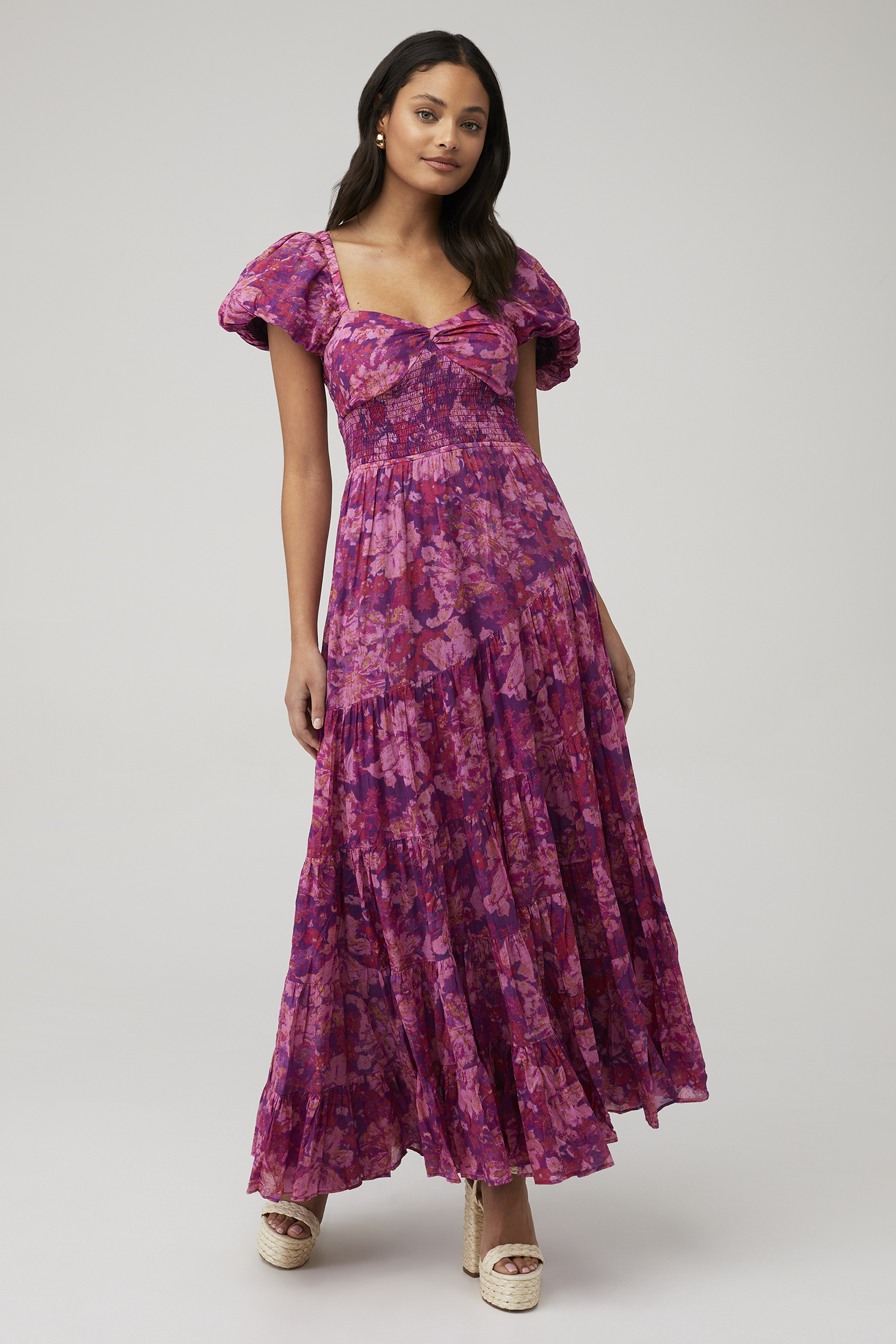 for love & lemons felicia midi dress For Love & Lemons Felicia Silk Floral Midi Dress
