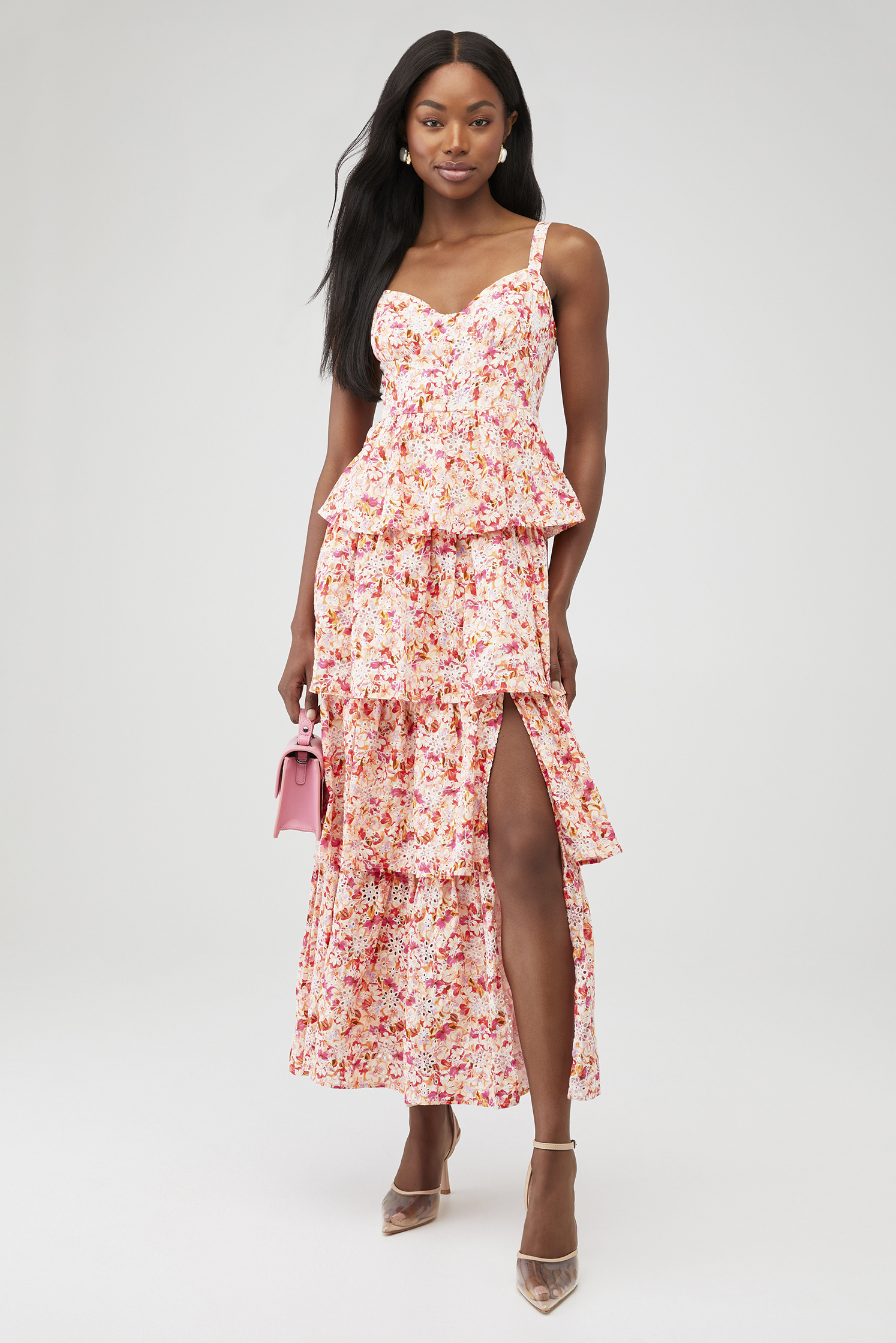 astr wildflower ruffle cutout midi dress ASTR The Label Wildflower Dress